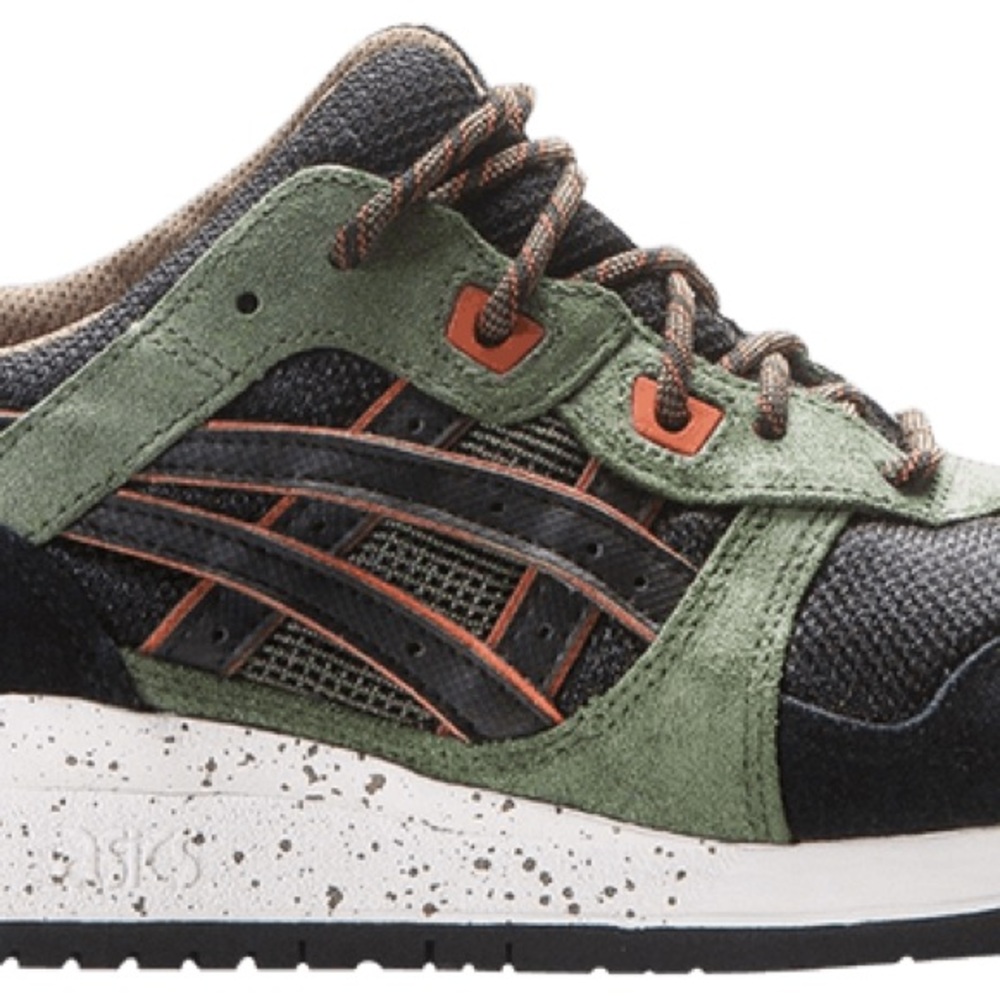 Green and Black Sneakers with Orange Accents